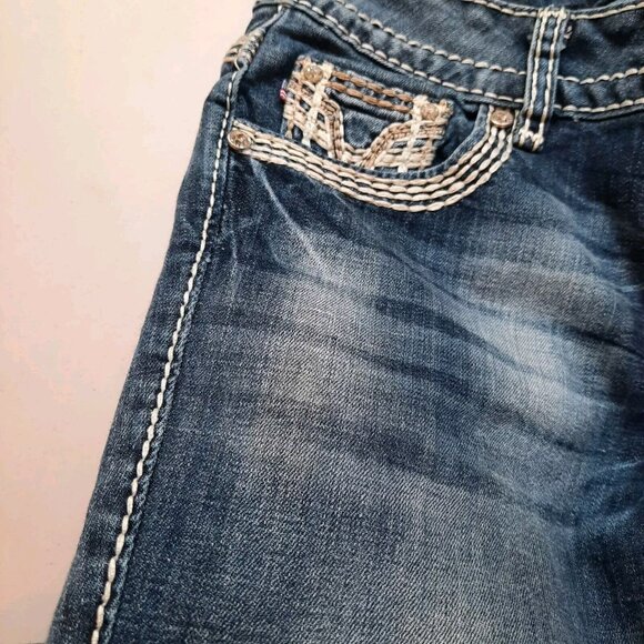 Vigoss Jeans Womens 5/6 Chelsea Capri Thick Stitch Western Cowgirl Rodeo Bling - Picture 7 of 14